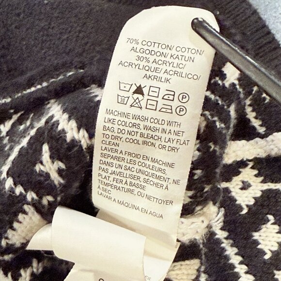 Lucky Brand Black White Aztec Moto Zip Boho Cardigan Sweater Womens Size Medium - Picture 8 of 12